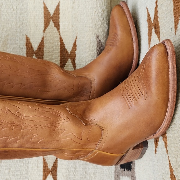 BLACK STAR LEATHER WESTERN KNEE HIGH BOOTS - Picture 10 of 15